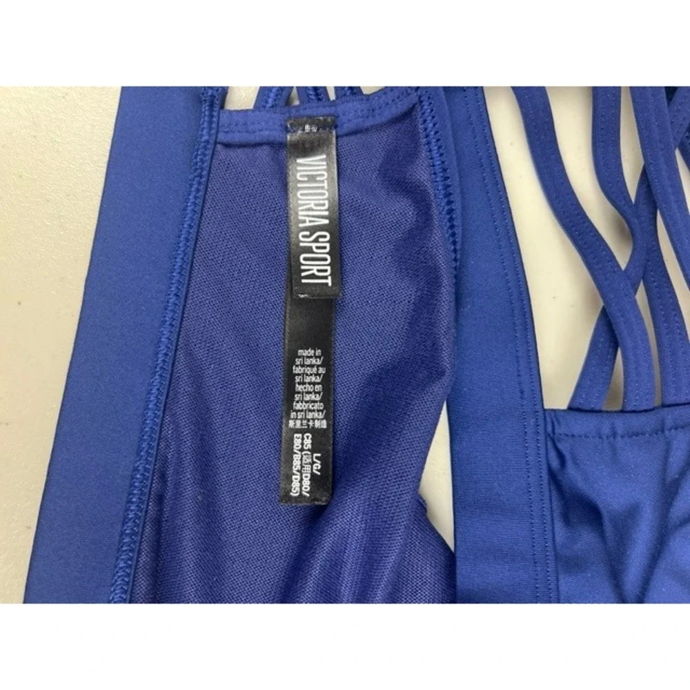 Victoria Sport Royal Blue Racerback Strappy Cage Back Sports Yoga Bra Large L
